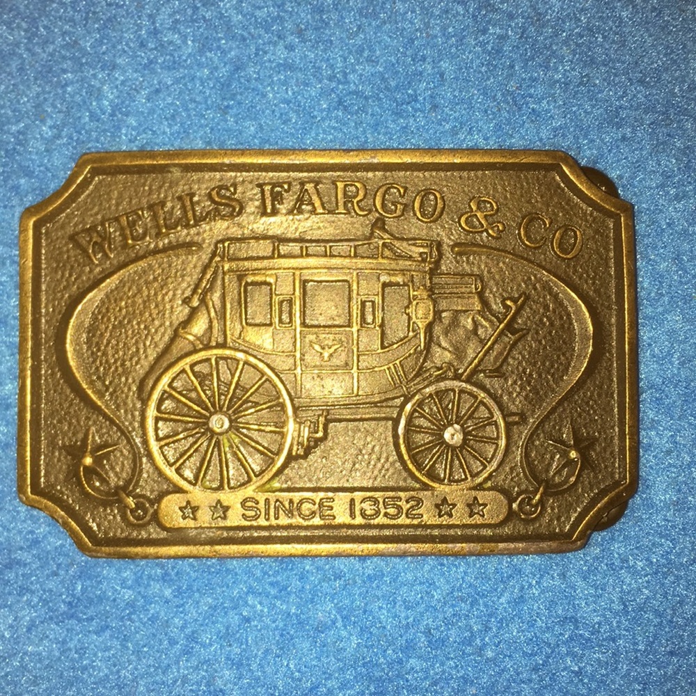 Vintage Wells Fargo & Co Brass Belt Buckle